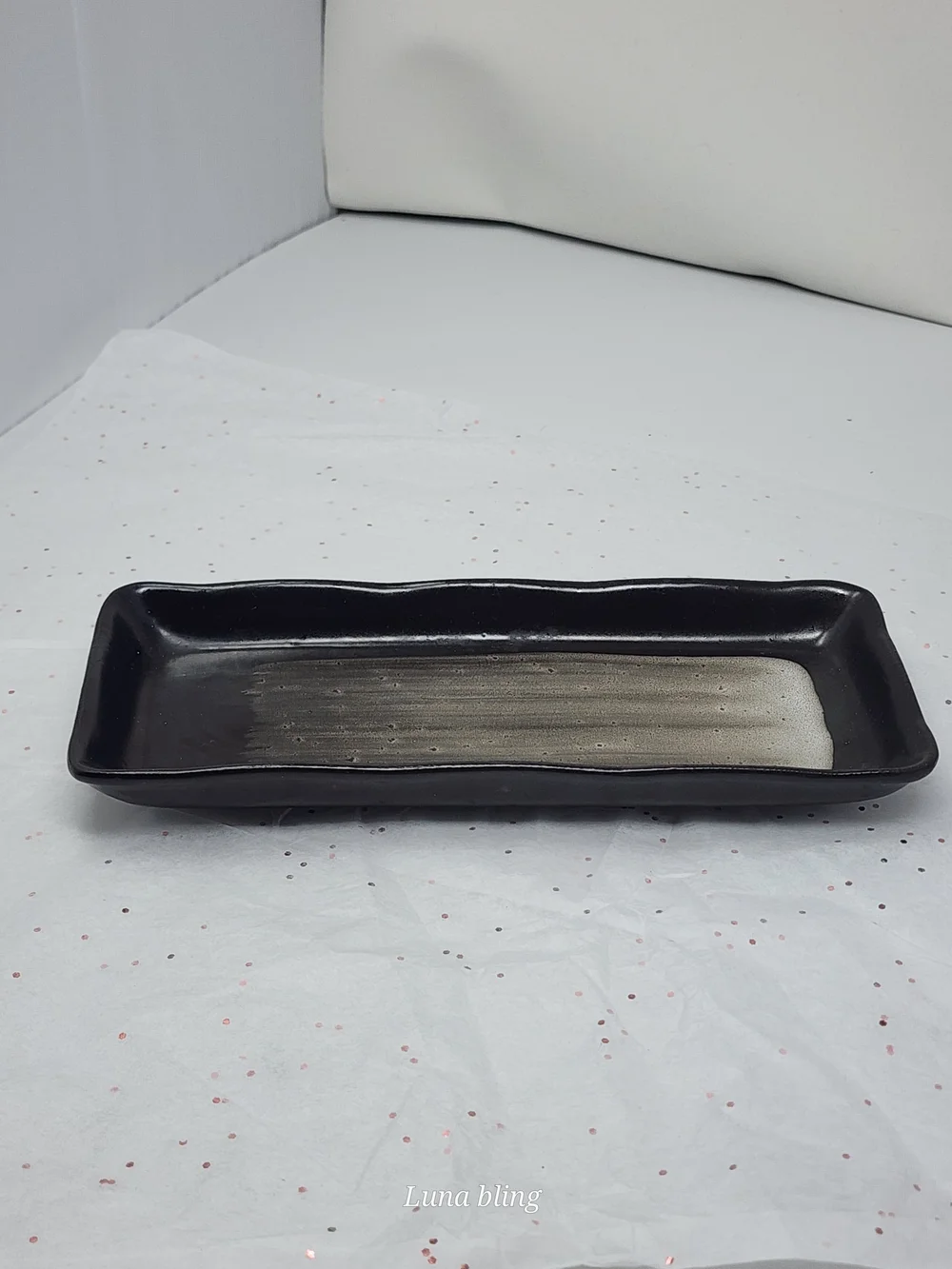 Black and Gray Ceramic Catch All  Dish - Luna Bling